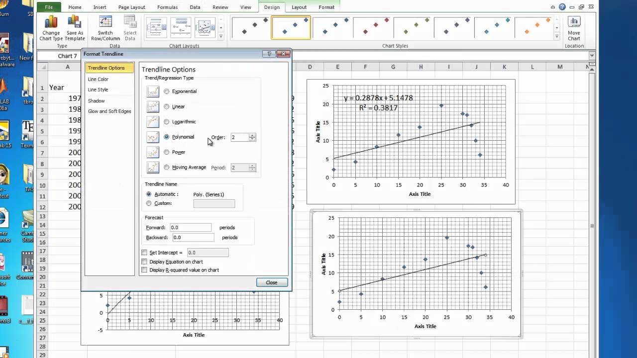 Polynomial Regression in Excel 2010