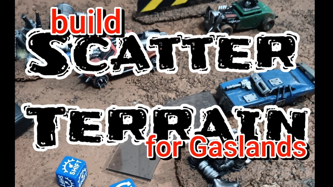 Scatter terrain for Gaslands tabletop game - build Hazard signs, oil barrel piles and heaps of junk