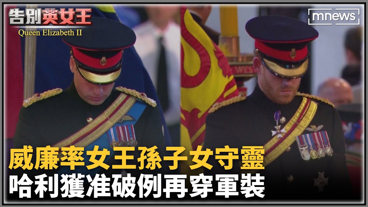威廉率女王孫子女守靈　哈利獲准破例再穿軍裝｜