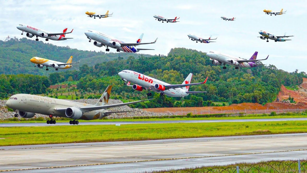 ✈️🇹🇭20 Minutes PHUKET Airport Plane Spotting + Aircraft & Flight Route Information Subtitles HKT