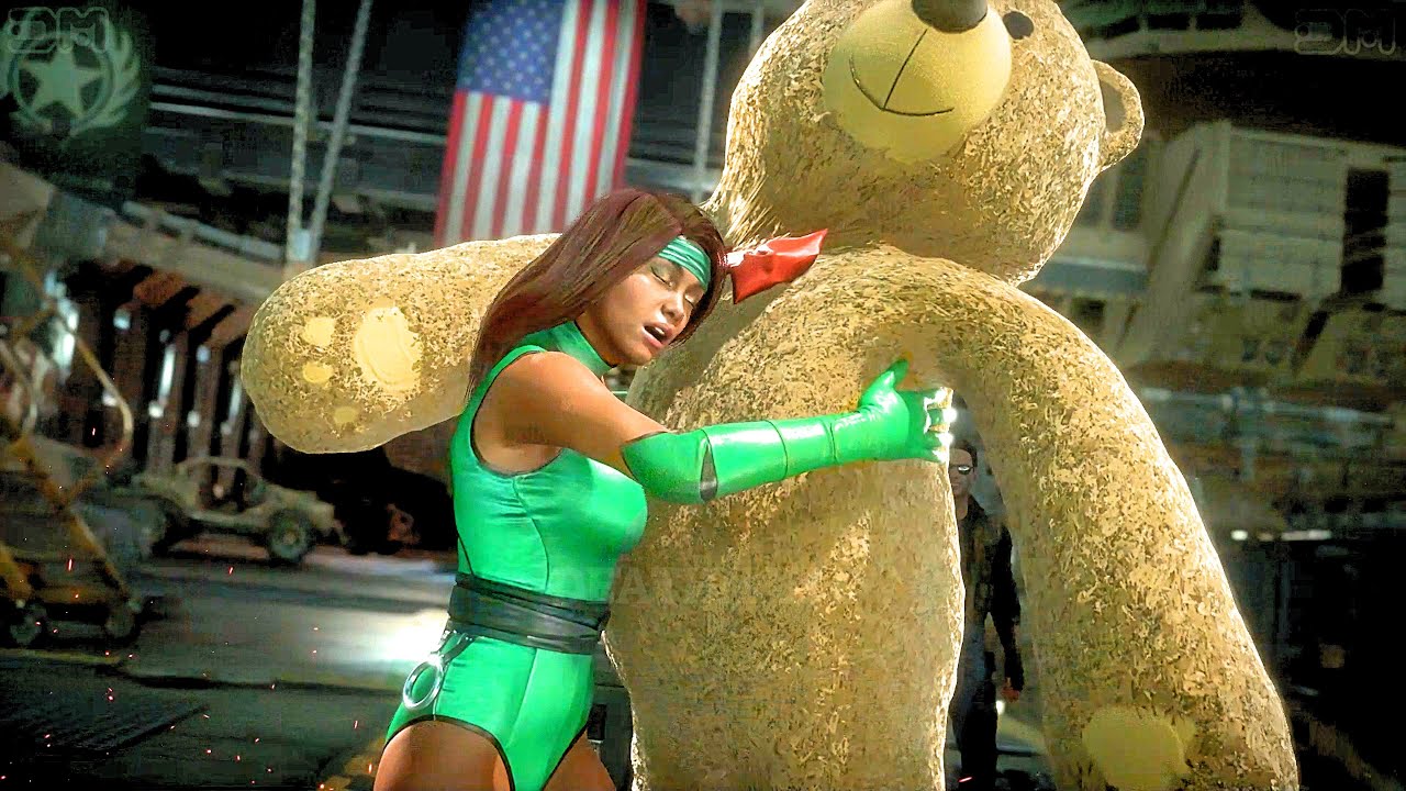 MK11 All Characters Hug Scorpion's BIG Teddy Bear (All Characters Perform Scorpion's FRIENDSHIP)