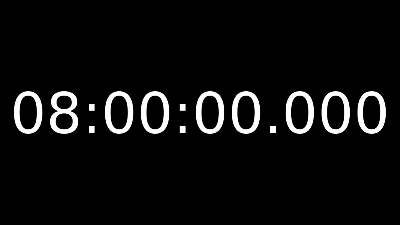 8 Hour Countdown Timer with Milliseconds