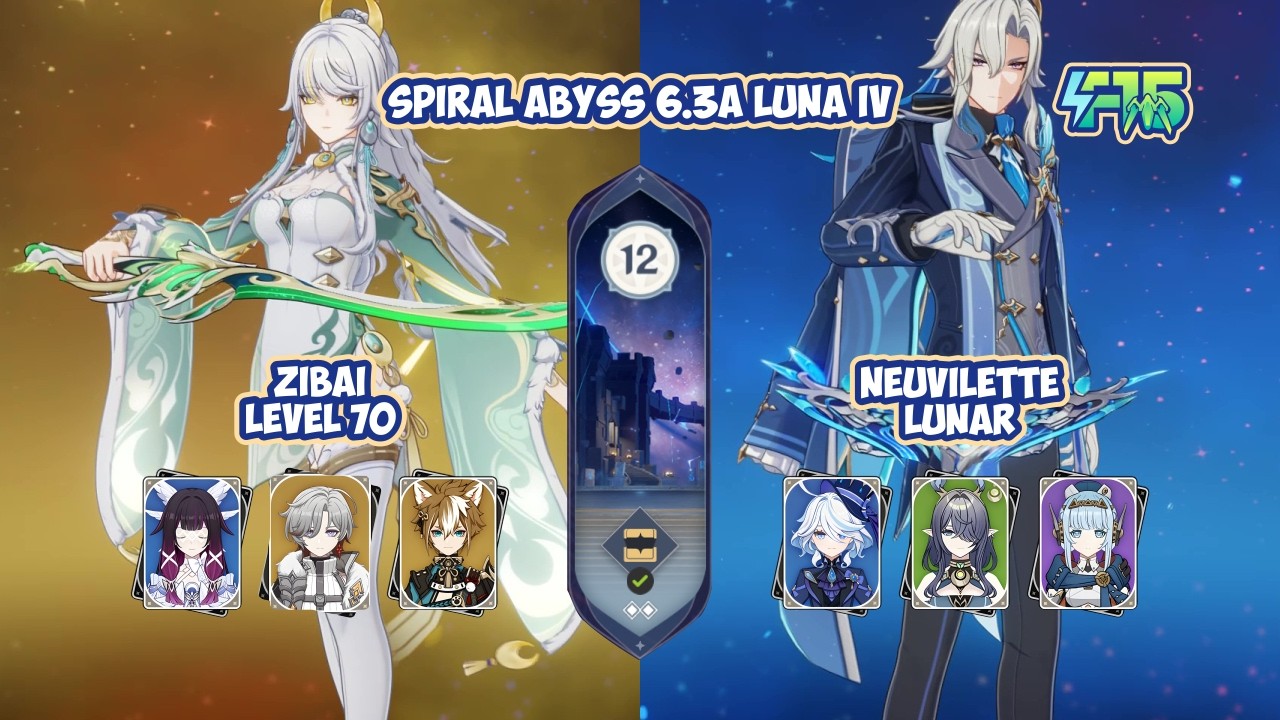 Spiral Abyss 6.3 Floor 12 Full Star | Zibai Level 70 & Neuvilette Lunar | Genshin Impact