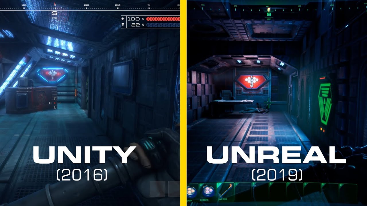 System Shock Alpha Comparison - Unity (2016) vs. UE4 (2019)