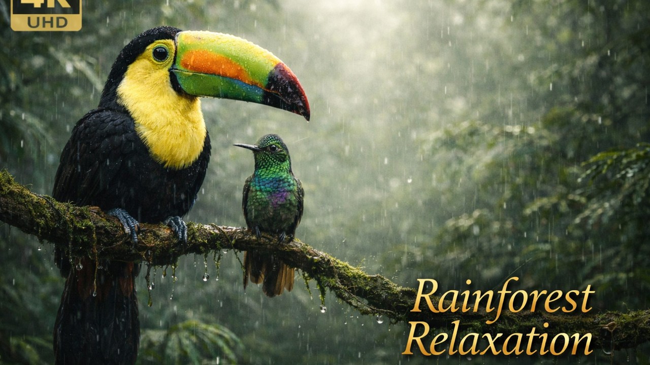 Relaxing Rainforest 4K – Peaceful Jungle Sounds & Wildlife for Deep Sleep