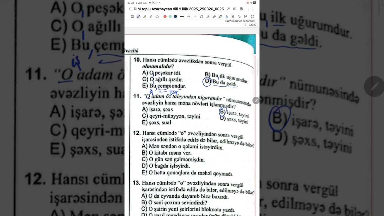 Əvəzlik. (9 - illik)DİM test toplusu. 