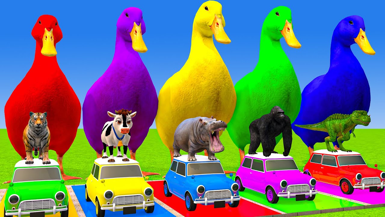Long Slide Game With Cow Elephant Gorilla Hippopotamus Tiger 3d Animal Game Funny 3d Animals