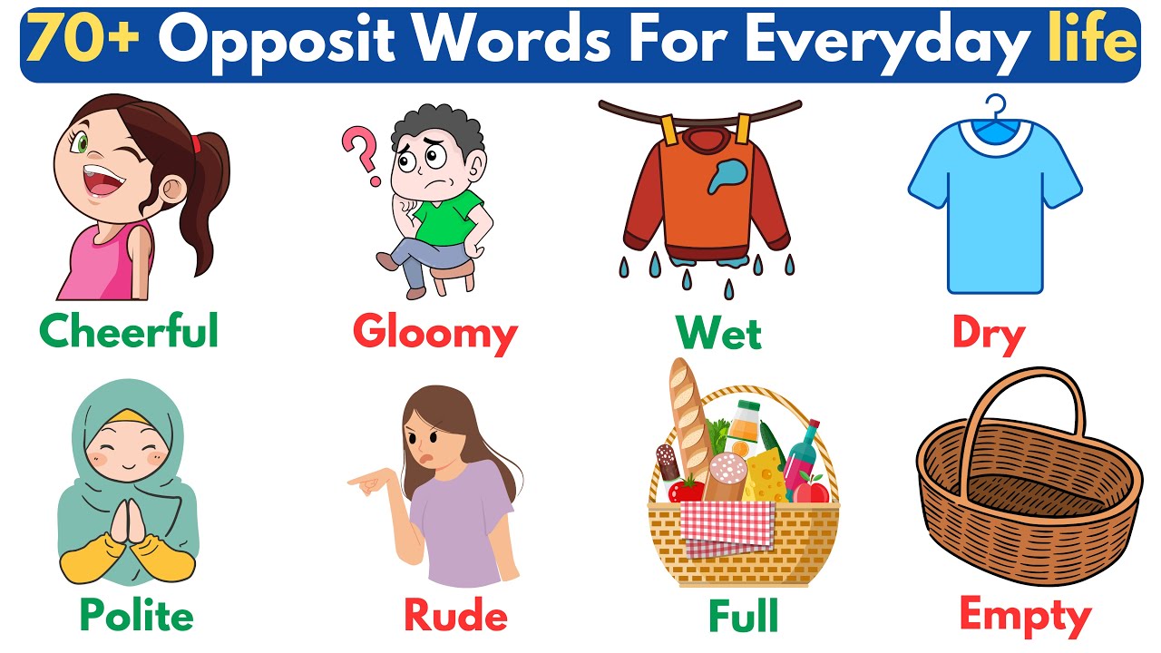 70+ Common Opposite Words with Pictures | Antonyms in English for Daily Use | Vocabulary