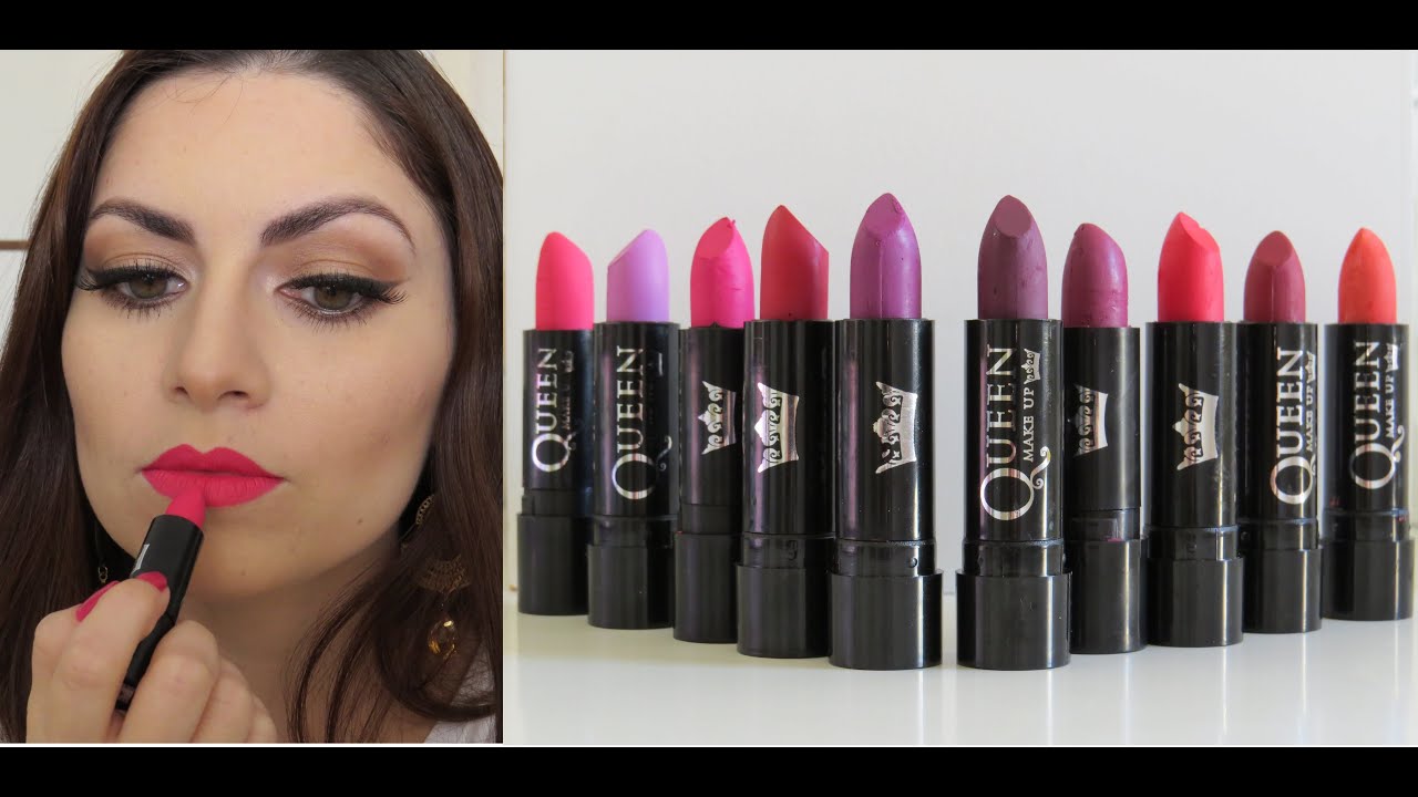 Testei 10 cores dos batons queen matte