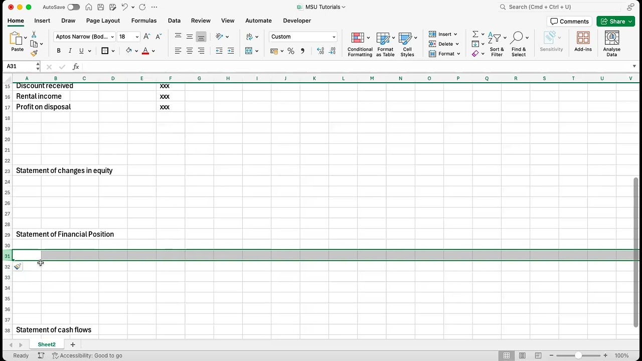 MSU - Introduction to financial statements preparations