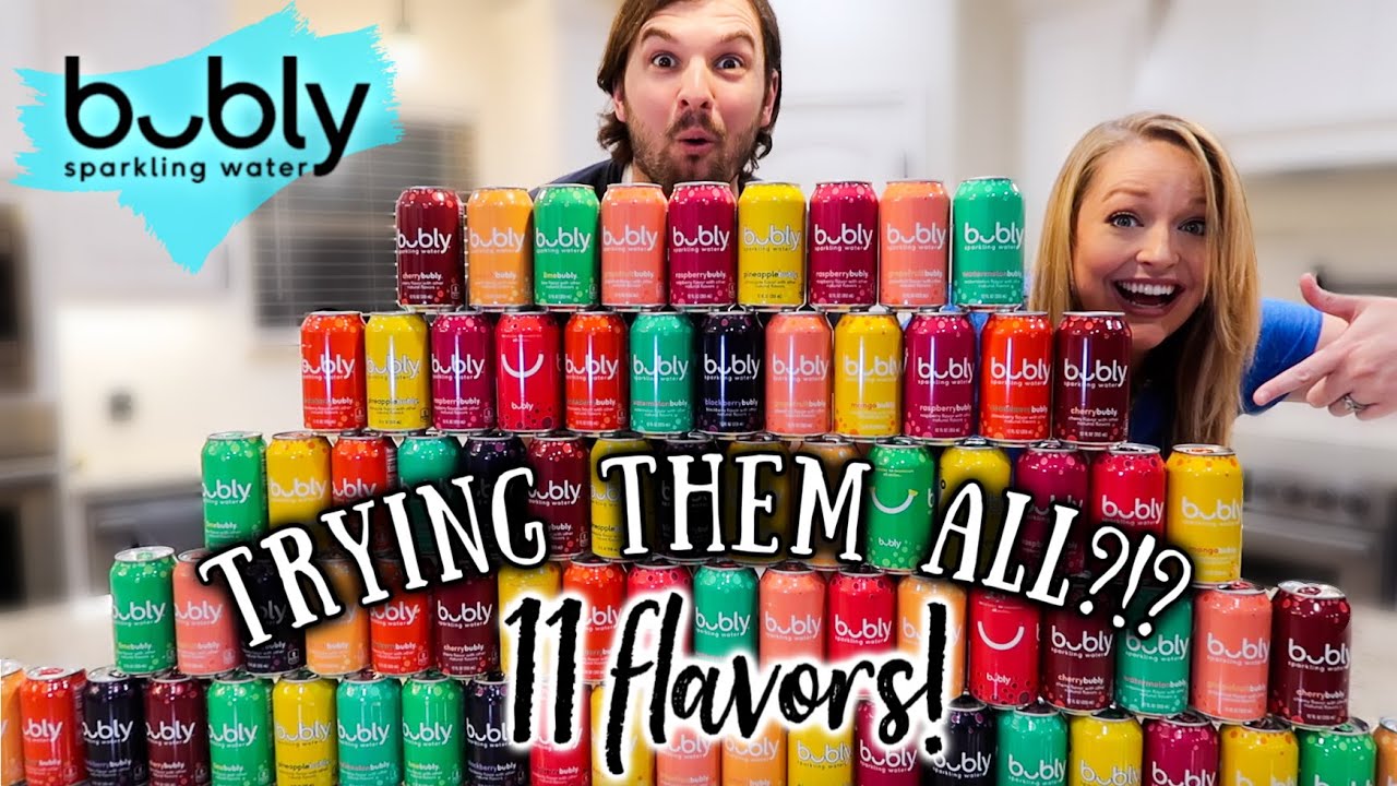 TRYING ALL THE BUBLY FLAVORS WE COULD FIND! 😱 | Taste Testing Bubly Sparkling Water + Our Favs!