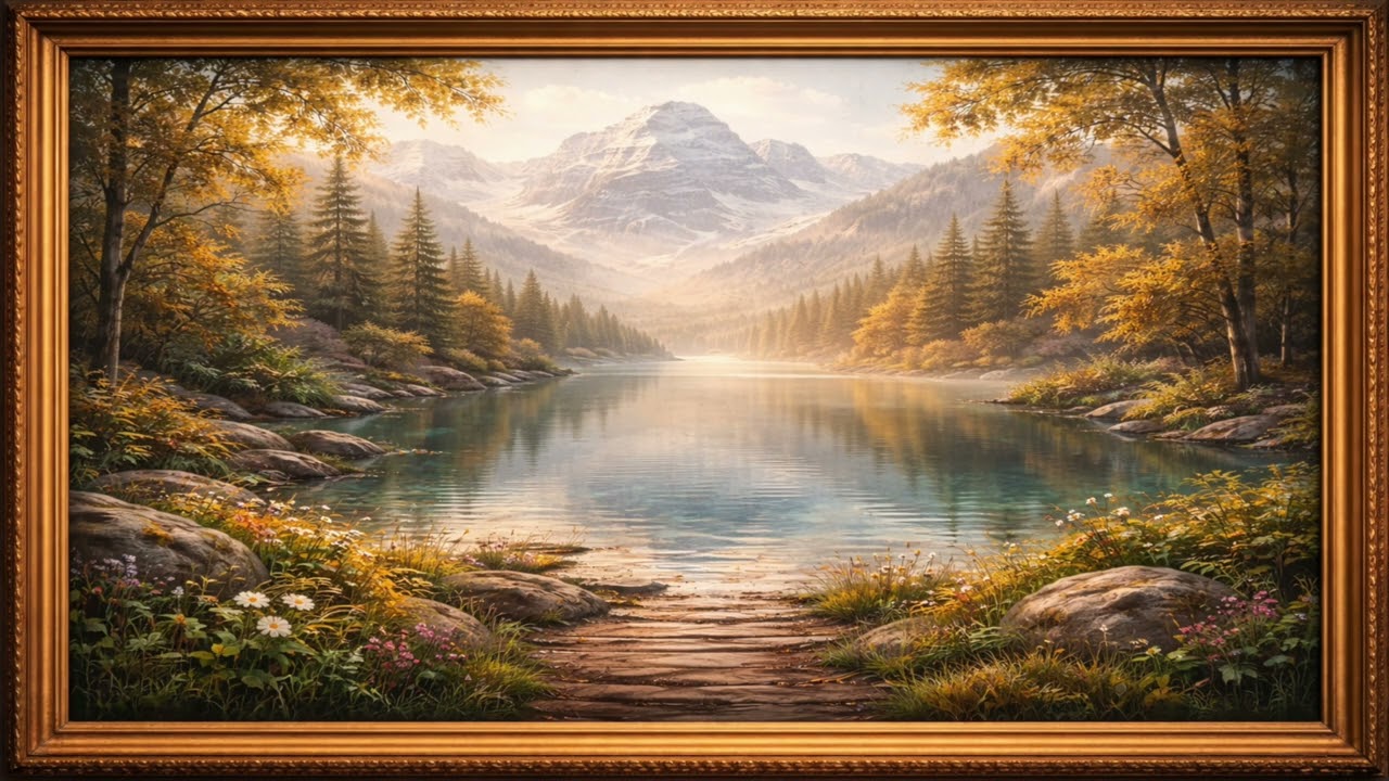 Golden Lake at Dusk / 1 Hour Classic TV Frame Art Display