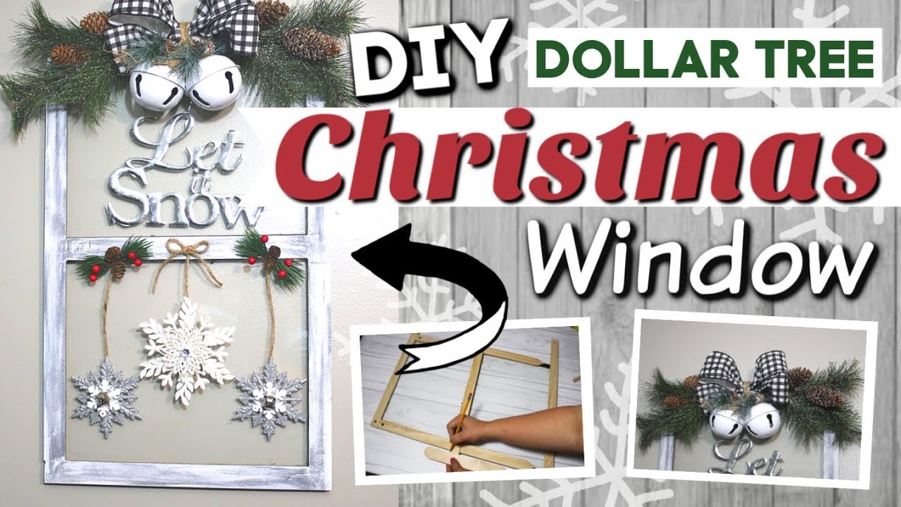 DIY Dollar Tree Christmas Window | Dollar Tree Farmhouse Christmas Decor DIY | Krafts by Katelyn