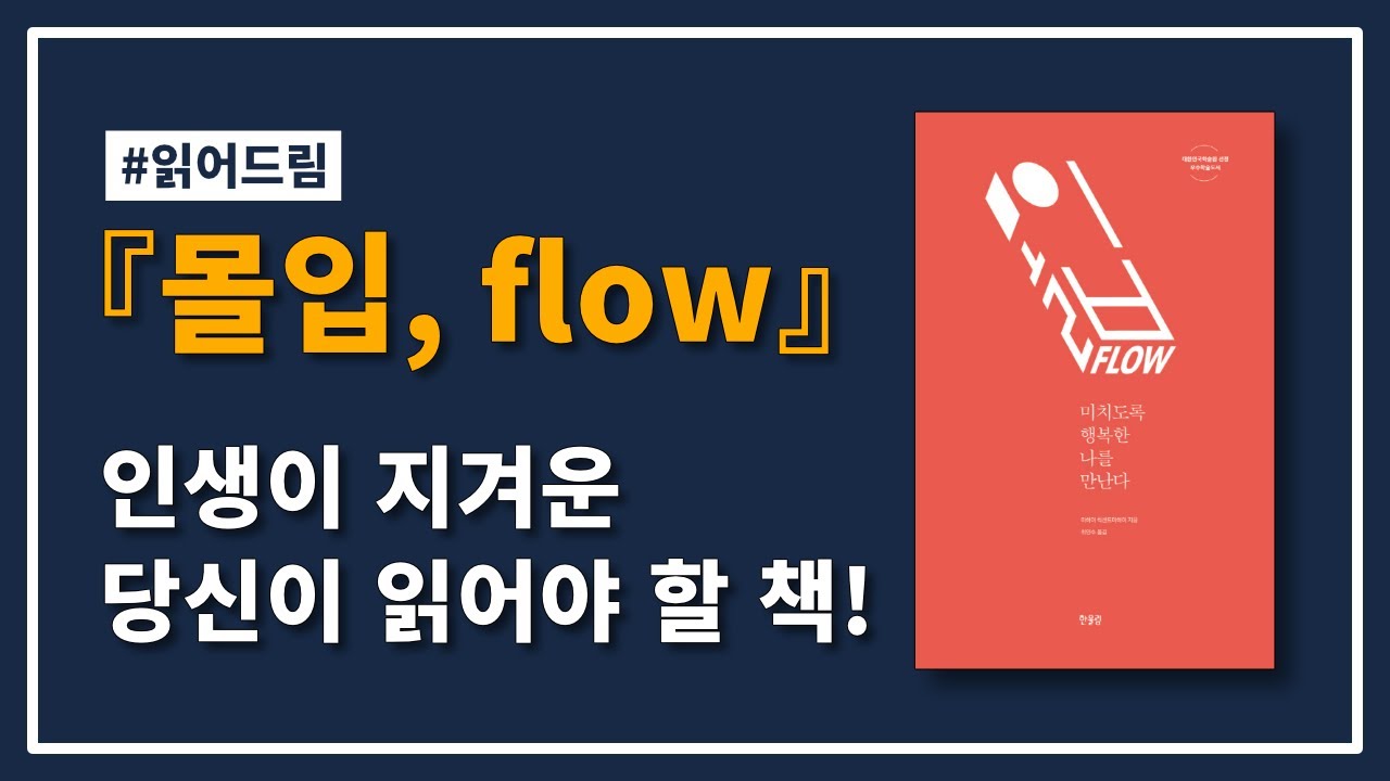 📘[읽어드림] 『몰입, flow』 - 몰입의 최고 권위자에게 배우자!