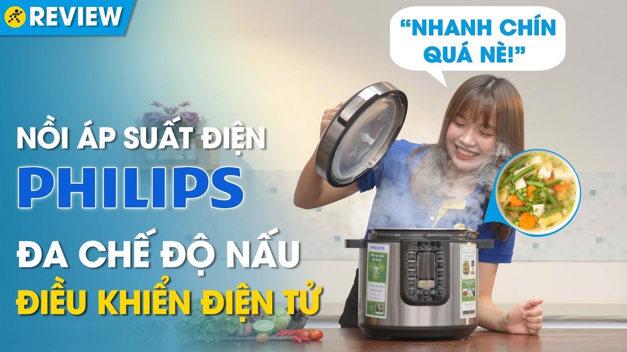 Nồi áp suất điện Philips: 6 lít, giữ ấm 12h, có hẹn giờ, đa chức năng (HD2137/65) • Điện máy XANH