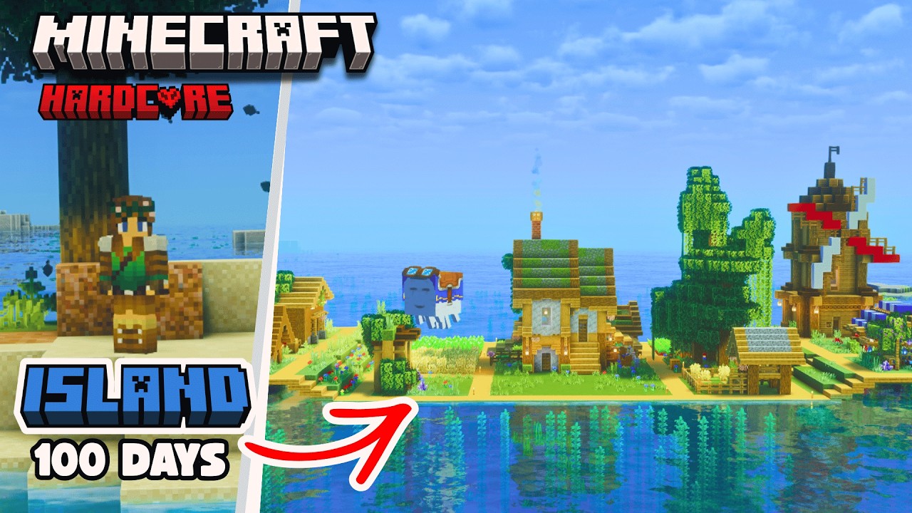 I Survived 100 Days Stranded on an Island in Hardcore Minecraft 🏝️