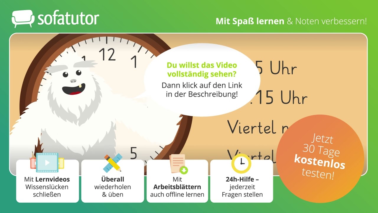 Uhrzeit – was ist eine Viertelstunde? einfach erklärt – Mathematik 1. & 2. Klasse