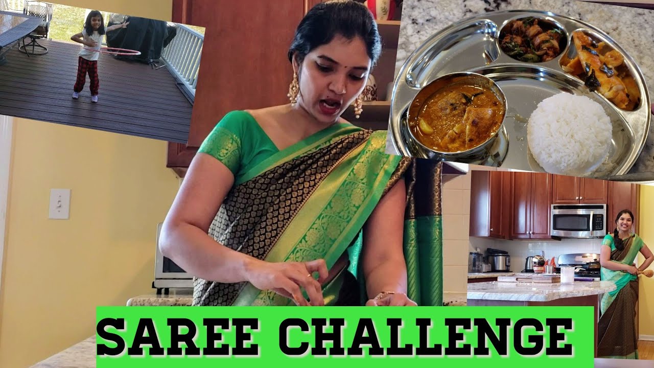 SAREE CHALLENGE | SEAFOOD SPECIAL LUNCH MENU |PRIYAMEENA MANOHARAN