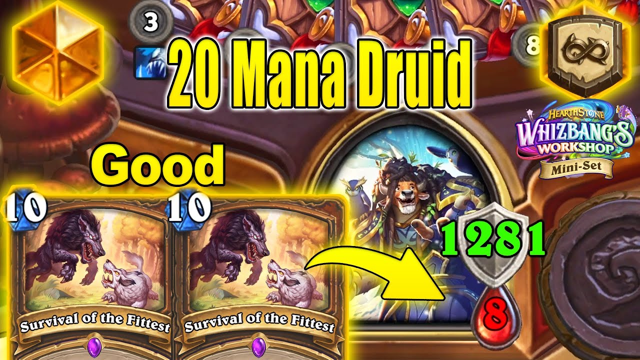 1281 Armor Druid Deck Vs 20 Mana Big Druid Crazy Game At Whizbang's Workshop Mini-Set | Hearthstone