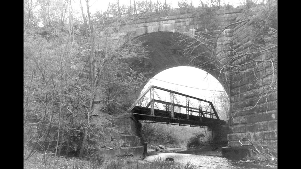 Extremely Rare Indiana Stone Arch Railroad Bridge Steel Bridge Built Underneath Foot Bridge On Side