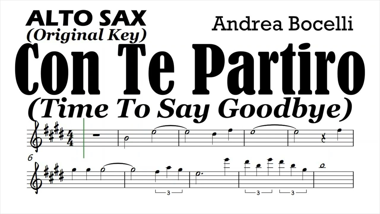 Con Te Partiro Alto Sax Sheet Music Backing Track Play Along Partitura
