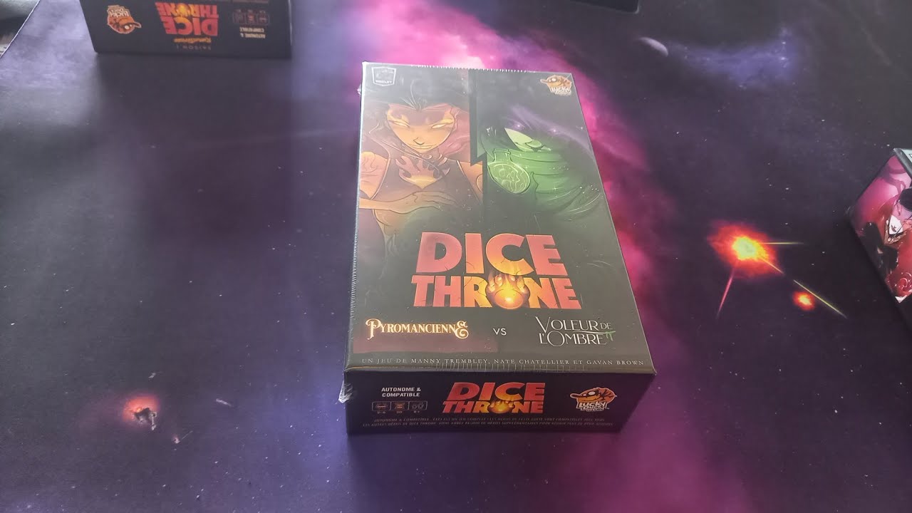 Unboxing commenté Dice Throne S1 la pyromancienne et le voleur de l’ombre