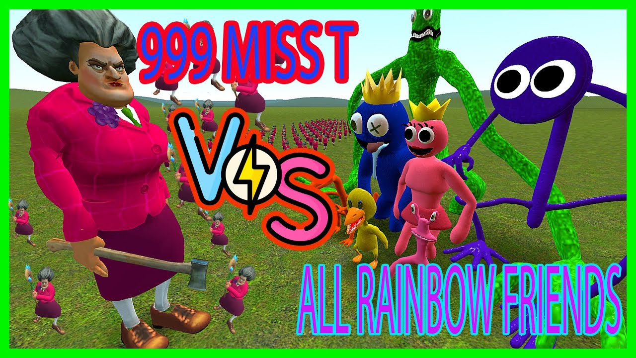 999 Miss T(ScaryTeacher3d) VS All Rainbow Friends | Garry's Mod!