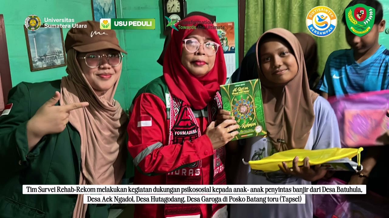 USU Peduli Memfasilitasi Dukungan Psikososial Untuk Anak Penyintas Banjir diTapanuli Selatan