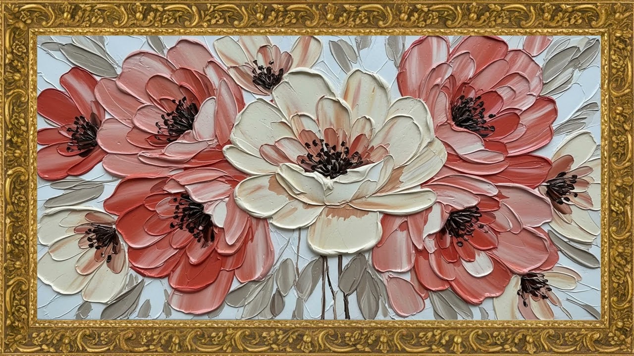 Sculpted Coral Floral Canvas | Modern Minimal Texture