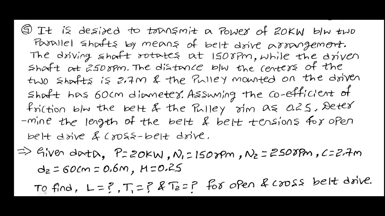 Problems on Belt Drives/Problem 5/#BeltDrives/#RHKatti/Lecture 10/#DesignOfMachine/#Design/#Machine