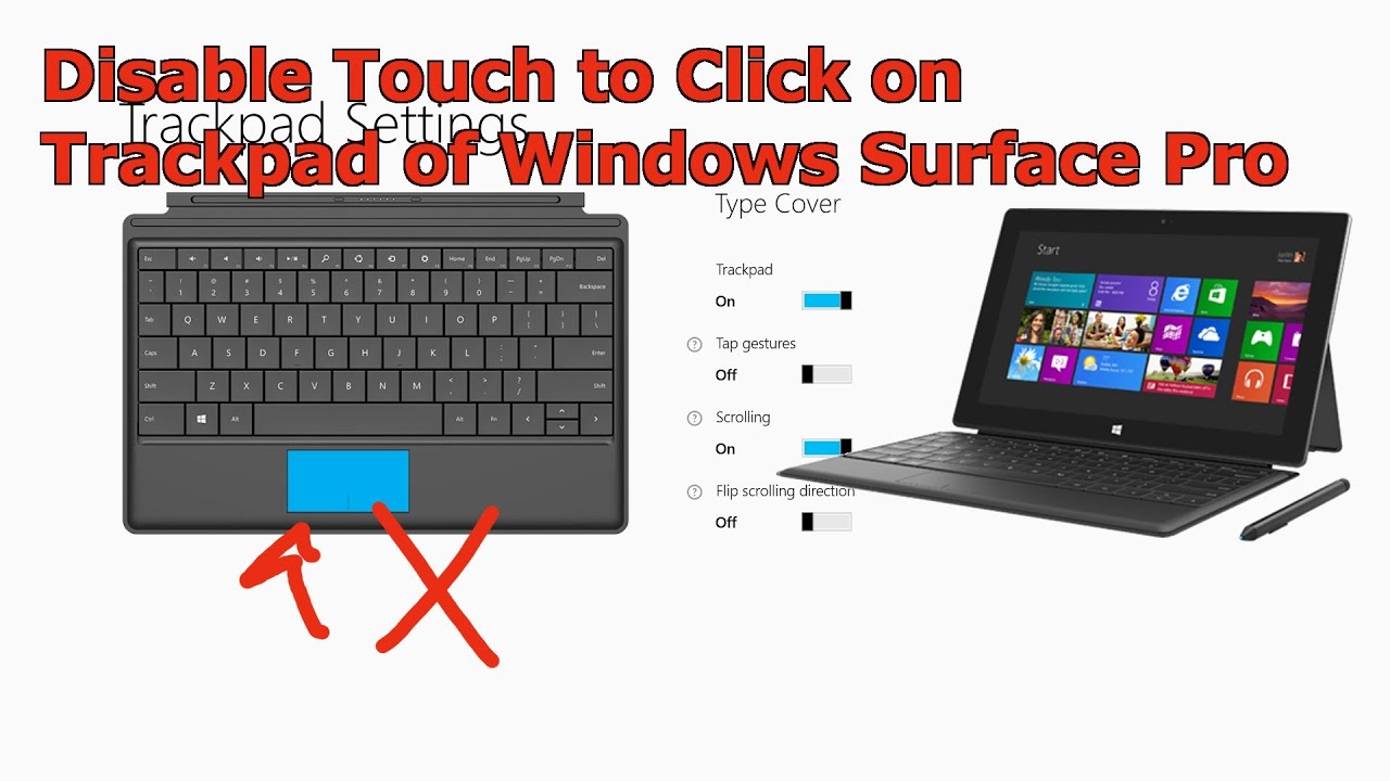 Как отключить нажатие касанием на тачпаде в планшете Microsoft Surface Pro с Windows 8