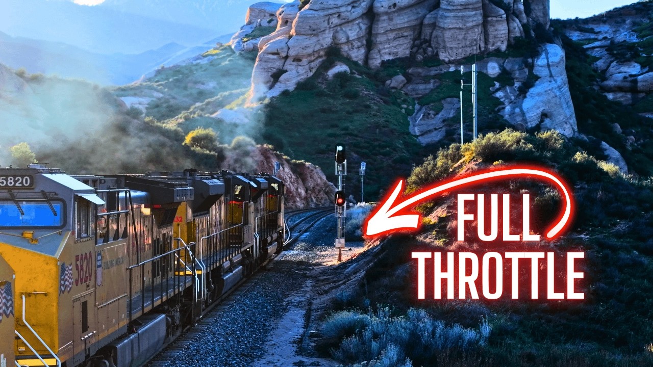 FREIGHT TRAINS around the MASSIVE SULLIVAN'S CURVE after the STORMS - CAJON PASS