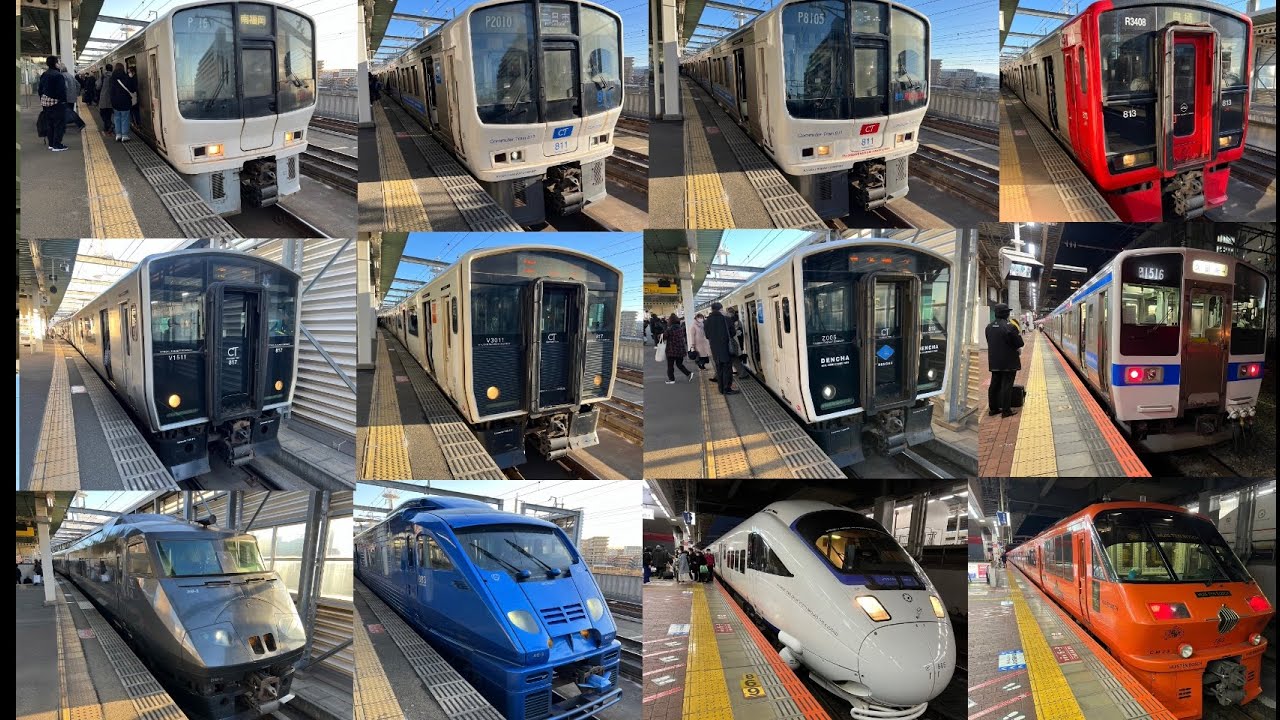 通勤ラッシュの吉塚駅列車発着、415系、811系、813系、817系、819系、783系、787系、883系、885系、36ぷらす3、飛行機、福岡空港、博多駅、iPhone、電車、新幹線、しんかんせん