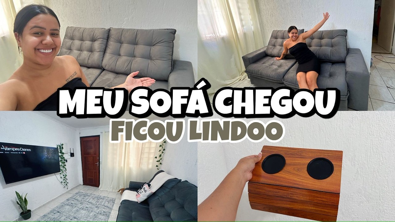 MEU SOFÁ NOVO CHEGOU + TV NOVA | DECORANDO A SALA DO APÊ | FICOU UM SONHO🏡🤎✨