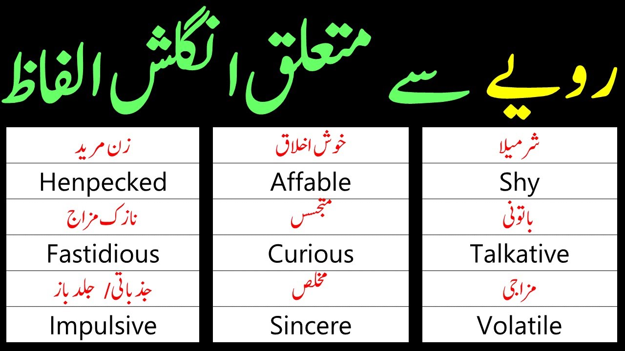 50 English Words to Describe Behavior with Urdu Meanings | @AWEnglish