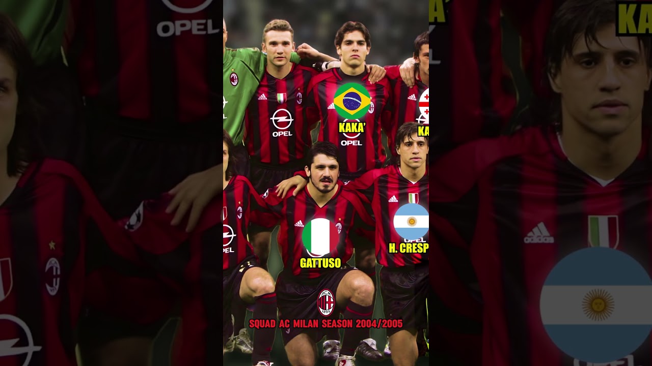 AC MILAN SQUAD TEAM SEASON 2004/2005 | NATION OF PLAYERS