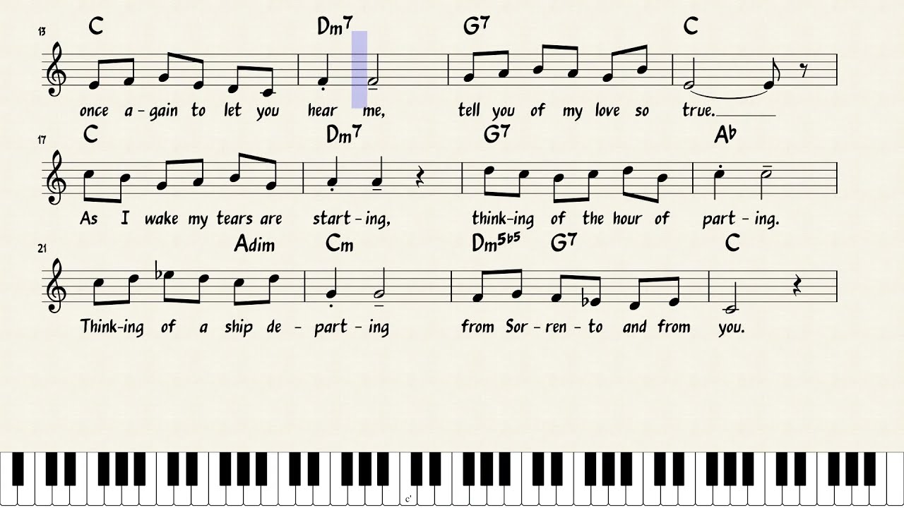 Torna a Surriento-Come Back To Surriento (Ernesto de Curtis)- Piano Solo