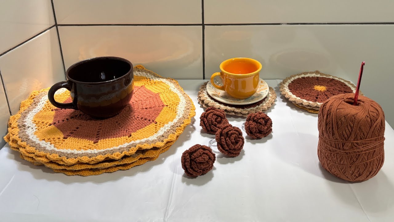 Barradinho de crochê No Guardanapo De Mesa Posta