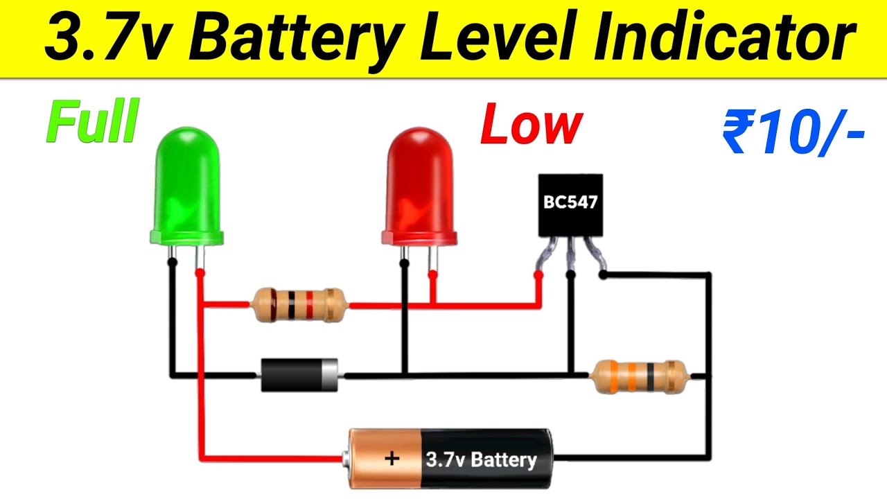 How to make 3.7v Battery Full & Low level indicator using BC547 || SKR Electronics Lab