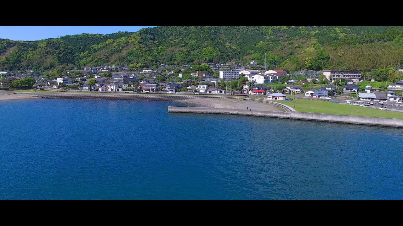 錦江湾　ドローン空撮 4k　鹿児島県霧島市福山町　福山小学校付近