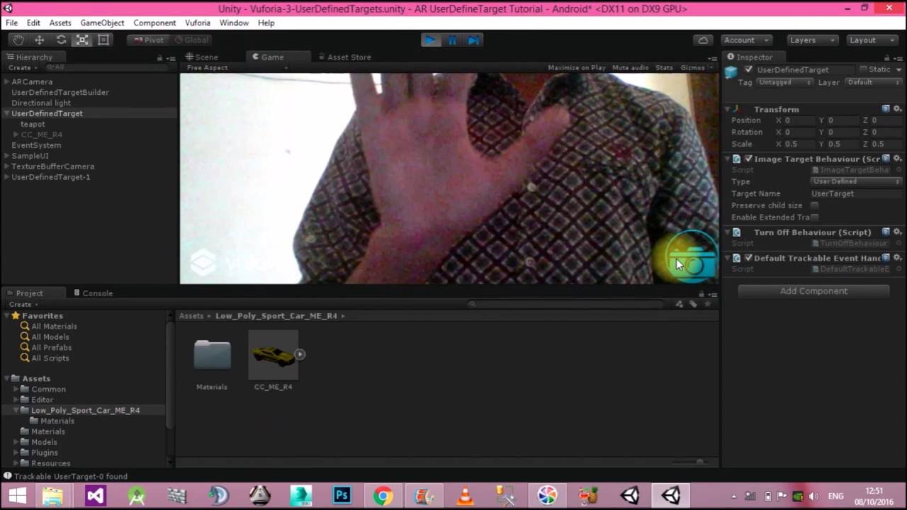 Augmented Reality Tutorial # 2: Unity3d and Vuforia UserDefineTargets