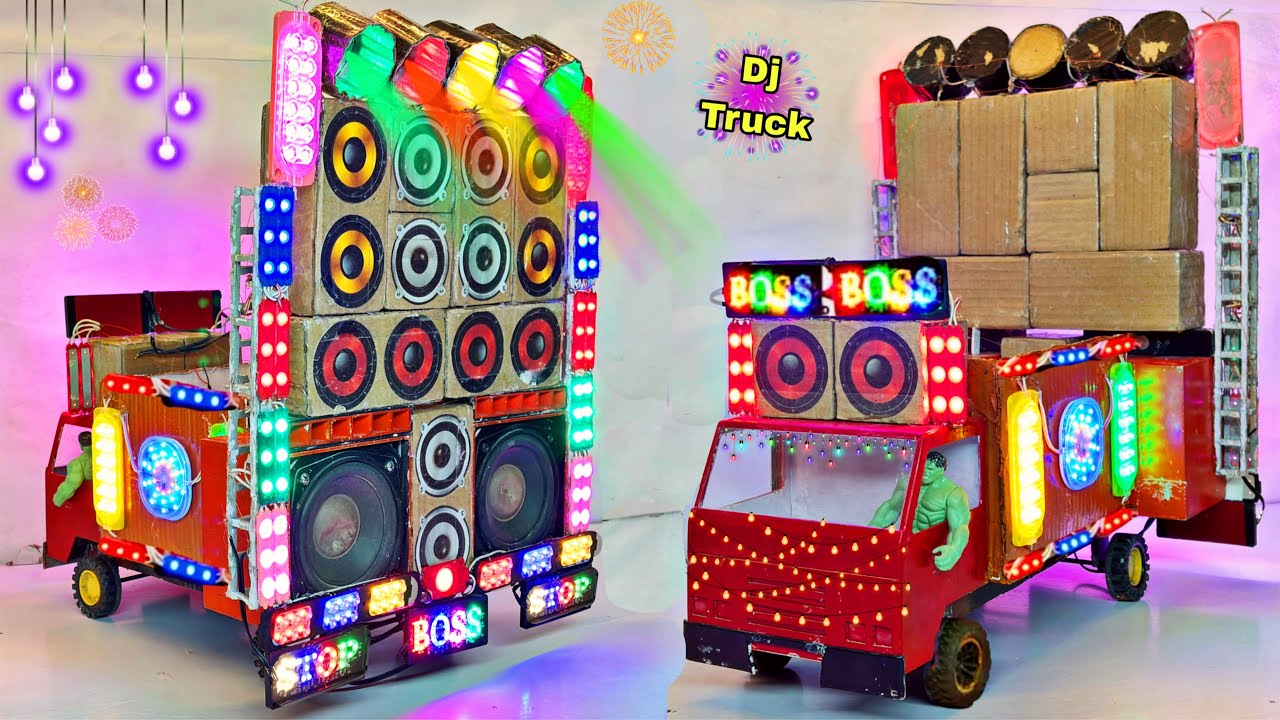 How To Make Mini Dj Truck Loading at New Home Making Cardboard Dj Setup dj light dj box dj gadi 
