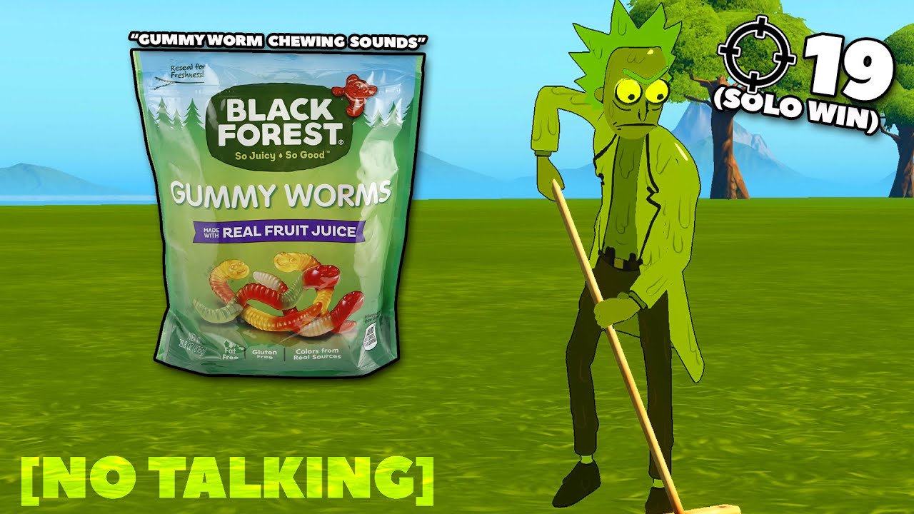 [ASMR] Gummy Worm Mukbang (No Talking) - 19K Fortnite Solo Gameplay