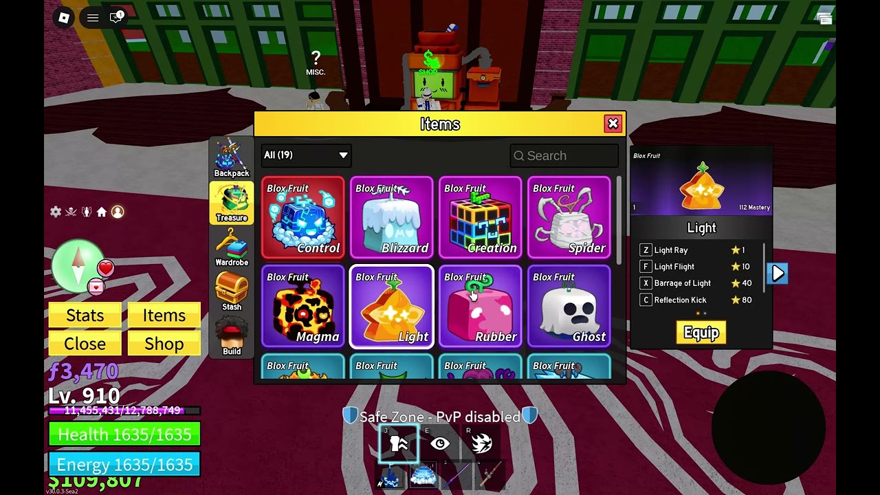 Playing Blox Fruits