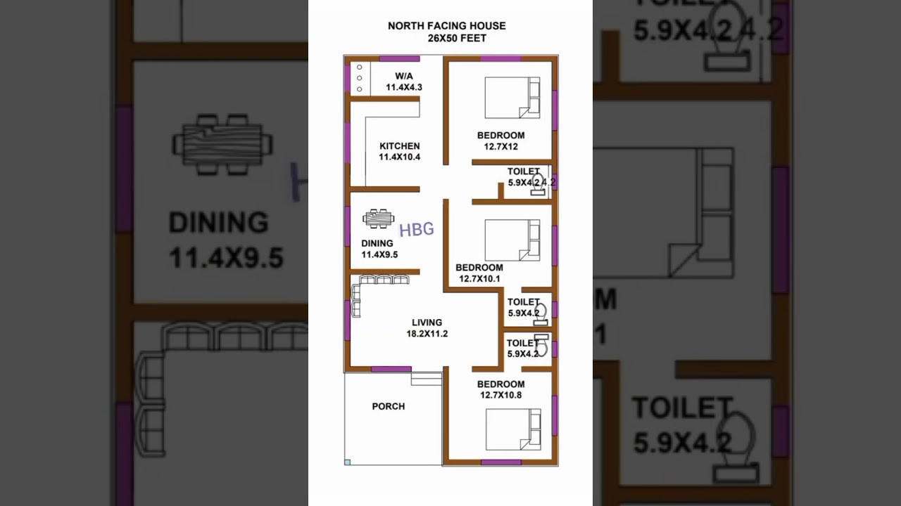 26x50  feet North facing house plan  #Indian Construction #shorts #hbg