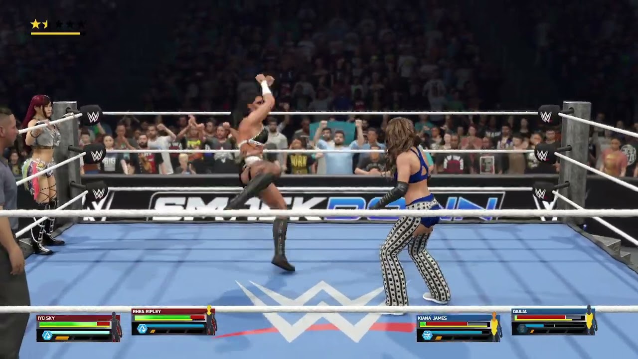 wwe 2k25 rhea ripley and iyo sky vs giulia and kiana james - wwe womens tag team champions