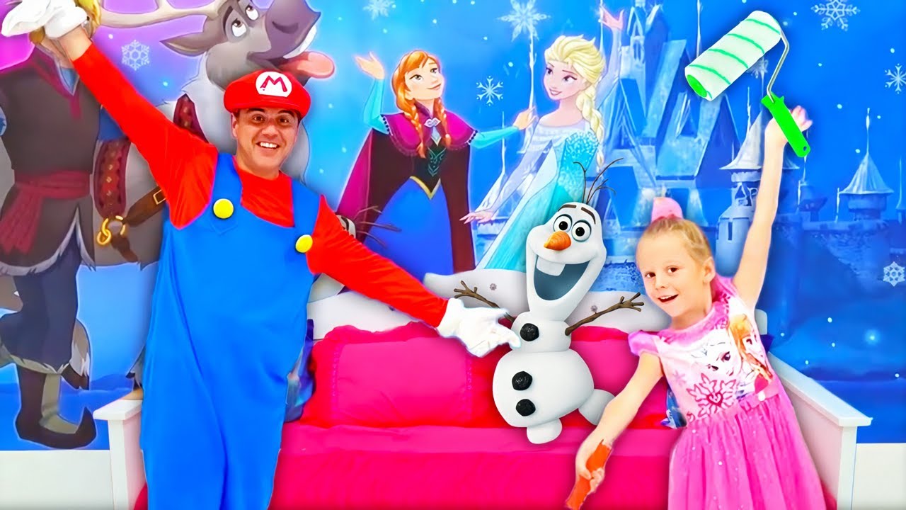 Nastya nouvelle chambre princesse dans le style de la princesse Elsa