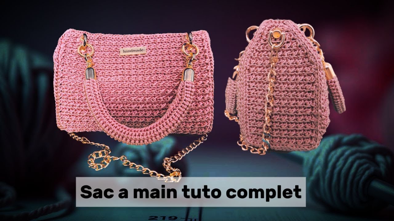 Sac chic crochet fait main 💕 avec chaîne dorée ✨pour débutant Etape par Etape