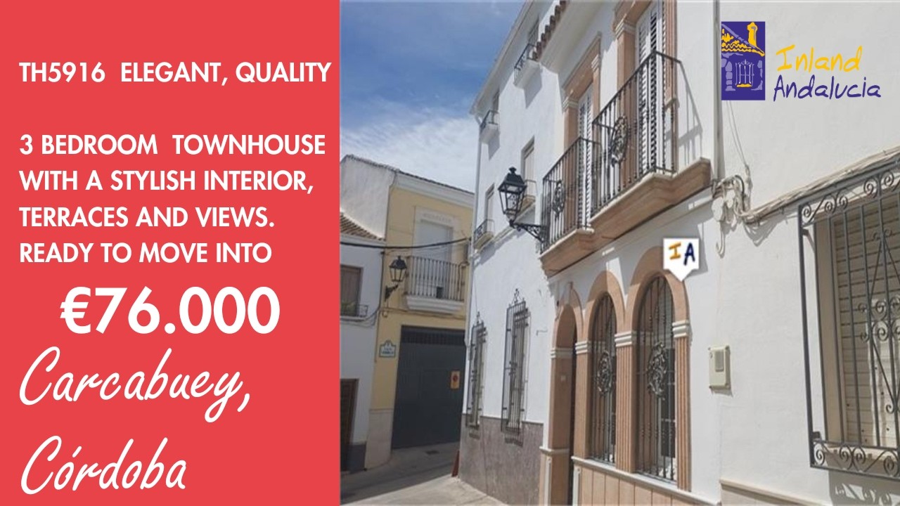 76K, Furnished, Elegant 3 Bedroom Townhouse Property for sale in Spain inland Andalucia TH5916