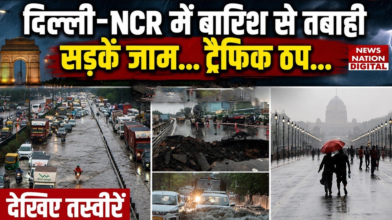 Weather Update: Delhi NCR में बारिश से तबाही! सड़कें जाम, Traffic ठप! IMD Red Alert | Mausam 2026
